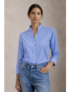 Bluse kleiner Stehkragen Vichy Karo Marine
