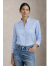 Small stand-up collar vichy karo bright blue