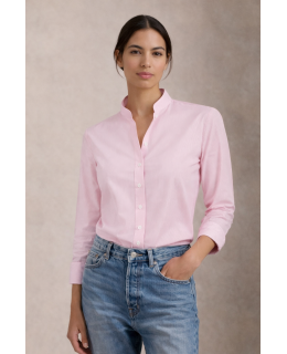 Bluse kleiner Stehkragen Vichy Karo Rosa