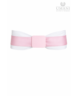 Double belt in white and pink with a pink buckle