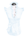 Ruffled wrap blouse without sleeves, white plain blouse