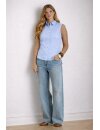Ärmellose Bubi-Bluse mit klassischem Rundkragen h-blau
