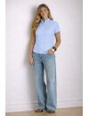 Kurz Arm Bluse Hellblau Uni