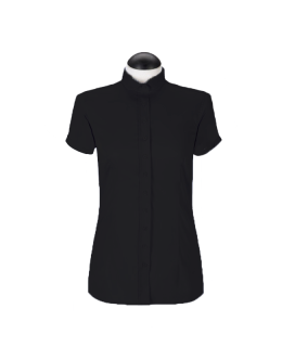 Short sleeve blouse black plain/goes out of the assortment