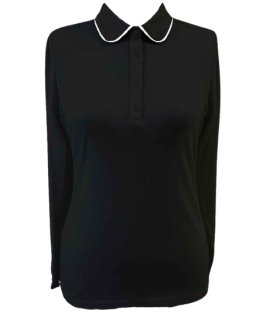 Bubi shirt long sleeve black/white piped