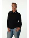 Bubi shirt long sleeve black/white piped/goes out of the assortment