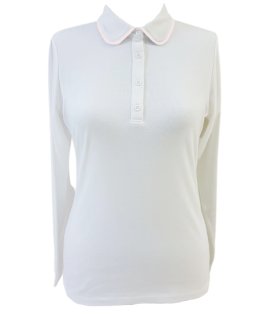 Bubi Shirt Langarm Weiß/Rosa Paspeliert