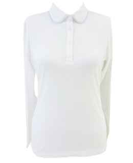 Bubi Shirt Langarm Weiß/Hellblau Paspeliert