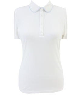 Short-sleeved Bubi shirt white/light blue with short piping/goes out of the assortment