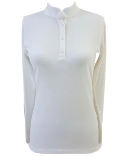 White small stand-up collar shirt long