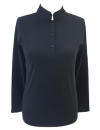 Black small stand-up collar shirt long/goes out of the assortment