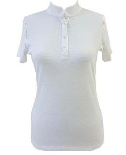 White small stand-up collar shirt short