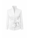 Stand-up collar blouse, white