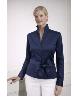 Stand-up collar blouse, marine/goes out of the assortment