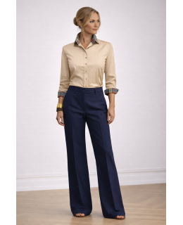 Zweifarbige goldene UMANI Kontrastbluse mit Patch und Karo 6