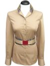 Contrast Blouse 2-Colored with Patch: Gold Uni with Karo 6