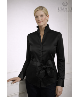 Stehkragenbluse, schwarz