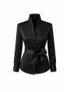 Stand-up collar blouse, black