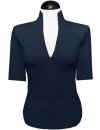 Short Sleeve Stand Collar Shirt, Navy Blue/goes out of...