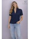 Short Sleeve Stand Collar Shirt, Navy Blue