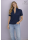 Short Sleeve Stand Collar Shirt, Navy Blue