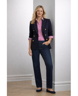Blouse, pink / white striped satin