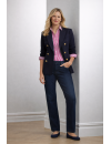Blouse, pink / white striped satin