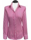 Blouse, pink / white striped satin
