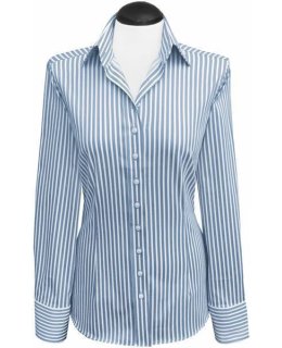 Blouse, light blue / white striped Satin / goes from the assortment