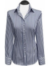 Blouse, marine / white striped satin / goes out of the assortment