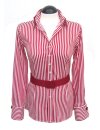 Blouse, light blue / white striped Satin