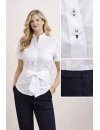 Elegant white short-sleeve blouse with a refined feminine...