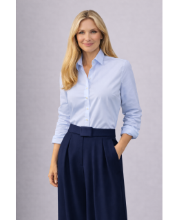 Klassische Gabardine/Oxford Bluse Hellblau Neu