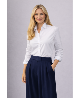 Classic Gabardine Blouse with Blouse Collar  white New