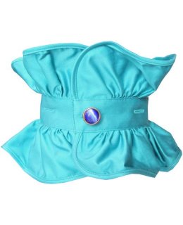 Buttonable ruffle, turquoise uni/goes out of the assortment