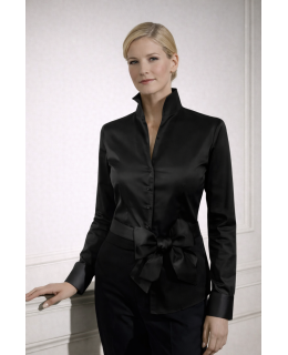 Stand-up collar blouse, black