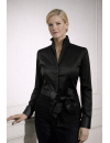 Stand-up collar blouse, black