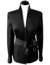 Stand-up collar blouse, black