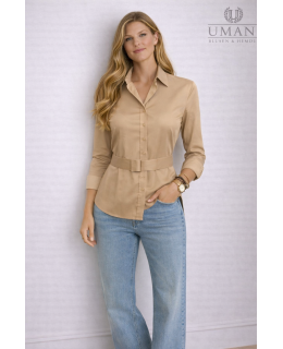 Bluse, gold uni extralang
