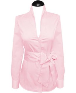 Stand-up collar blouse, pink/goes out of the assortment