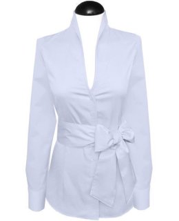 Stand-up collar blouse, light blue/goes out of the assortment