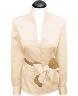 Stand-up collar blouse, champagne / goes out of Stock