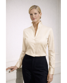 Stand-up collar blouse, champagne / goes out of Stock