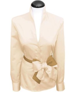 Stand-up collar blouse, champagne