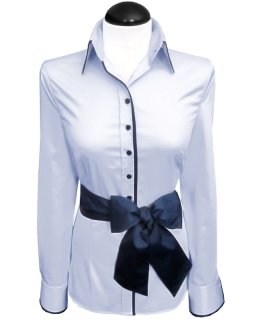 Contrast blouse light blue uni with marine piping/goes out of the assortment