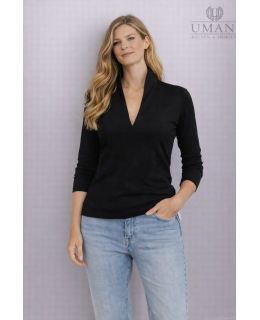 Stand-up collar -shirt, black