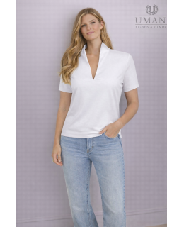 Short Sleeve Stand Collar Shirt, White