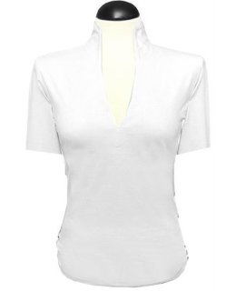 Short Sleeve Stand Collar Shirt, White