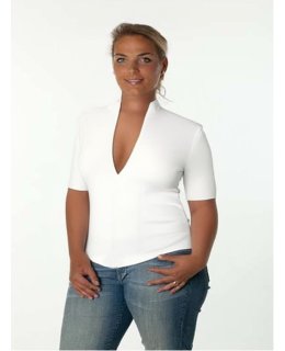 Short Sleeve Stand Collar Shirt, White