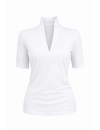 Short Sleeve Stand Collar Shirt, White